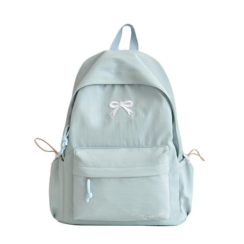 Rucksack im koreanischen Stil mit mädchenhafter Stickerei und Schleife - Leichtgewicht für College & Mittelschule