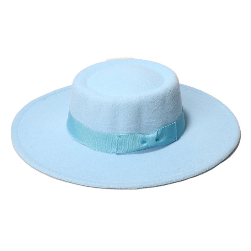 

Фетровая шляпа федора из шерсти с широкими полями и бантом - Женская осенне-зимняя джазовая шляпа M (56-58cm)