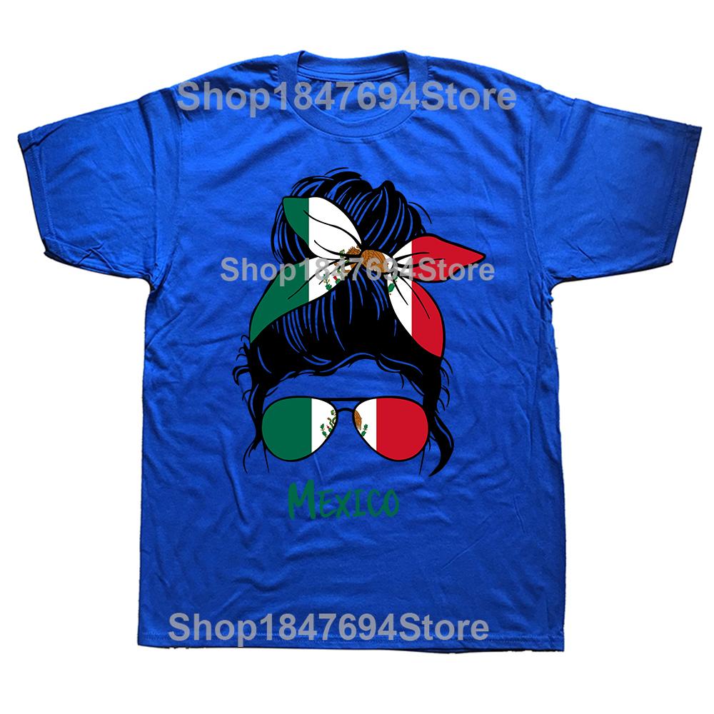 Funny Mexican Girl Hair Flag Mexico Pride T Shirt Tee Tops Round Neck ShortSleeve Fashion Tshirt Clothing Casual Basic Tshirts