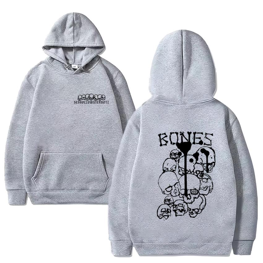 Hot Sale 90s Hip Hop Skull Print Hoodie 2024 Men Women Vintage Y2k Casual Streetwear Unisex Black Fleece Long Sleeve Sweatshirt