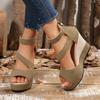 New Large Size Women's Shoes Fish Mouth Women's Sandals Wedge Heel Sandals European and American Outer Wear Zipper High Heel Sandals