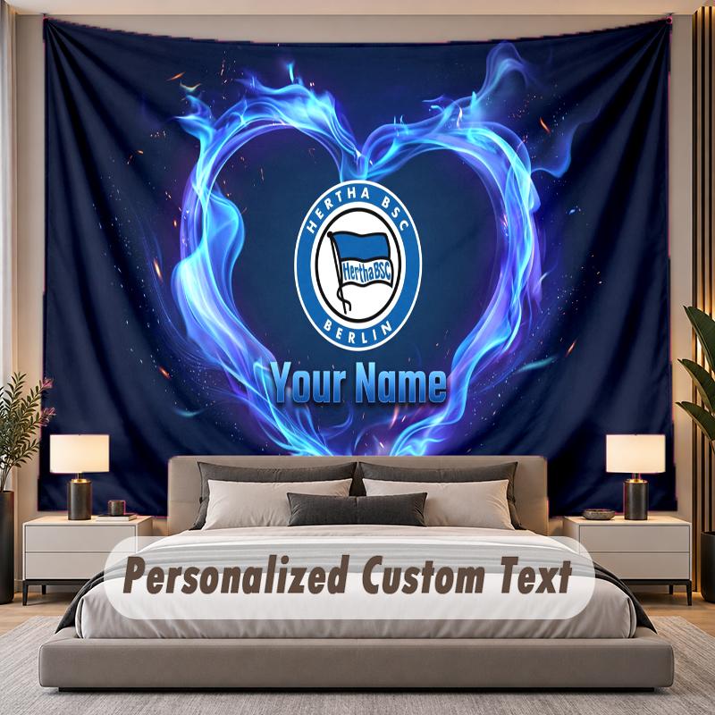 Benutzerdefinierter Name Text Wandteppich Hertha BSC Personalisierter Polyester Wandteppich Für Schlafzimmer Und Zimmer