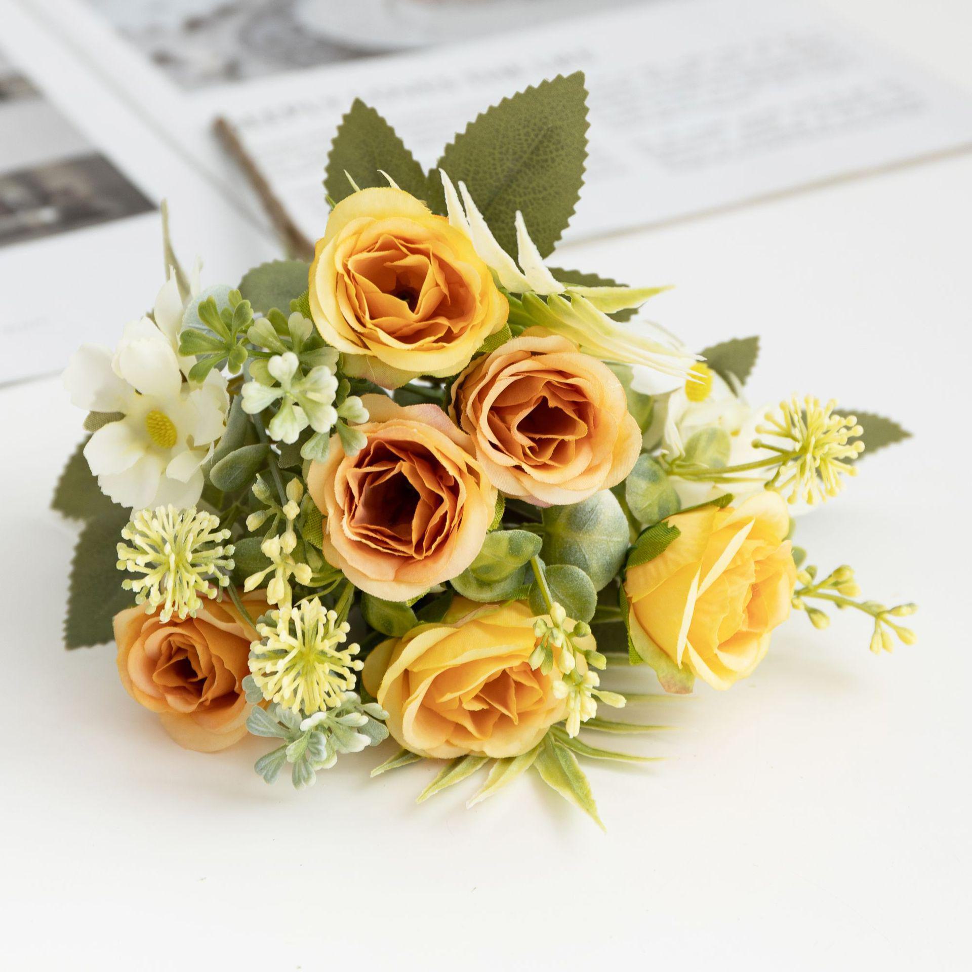 

Букет из скандинавских роз с несколькими головками для свадеб и домашнего декора жёлтый
