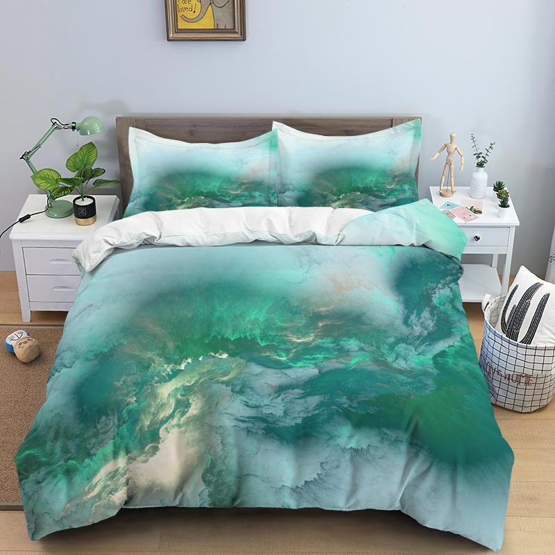 Colorful Cloud Duvet Cover Polyester Orange Yellow Purple Sky Quilt Soft Bedding Set For Teens Girls Abstract Theme