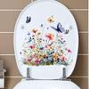 Flower Wall Stickers, Self-adhesive Butterfly Toilet Sticker Peel And Stick, Floral Leaf Decor Art DIY Wall Decals Wallpaper Supplies For Refrigerator