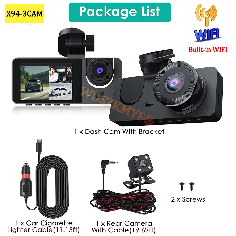 WIFI APP Video Recorder 2/3 Channel 1080P Car DVR Night Vision Dash Cam for Car Camera 3ways Rear view camera Car accessories