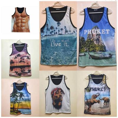 Tank Top Mesh Printed Screen Unisex Herren Damen Fischnetz T-Shirt Ärmellos Fitness Krafttraining Lauftraining Boxen Kickboxen Muaythai