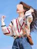 Damen Bunter Gestreifter Häkelpullover - Lockerer, Trendiger Stricktop für Frühling/Sommer