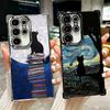 Black Cat Aesthetic Pattern Plating Phone Case For Samsung Galaxy S24 S25 FE S26 Edge S23 Ultra S22 S21 Plus S20 Anti-Fall Airab