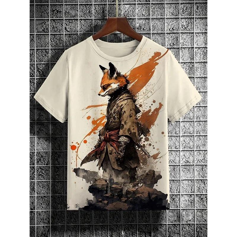 Herren Japanische Ukiyo-E Bedruckte T-Shirts Kurzarm Tees Tops 3D-Druck O-Ausschnitt Shirt Sommer Lässig Herrenbekleidung