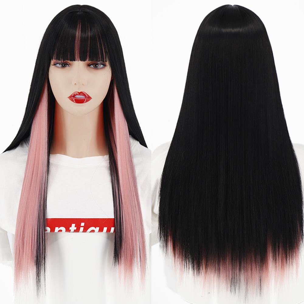 

MERISIHAIR Длинный прямой светло-русый парик с челкой из синтетического термостойкого волокна, прямой парик для женщин 24inches