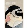 Women Sweet French Style Lace Solid Antibacterial Mid Waist Cotton Panties