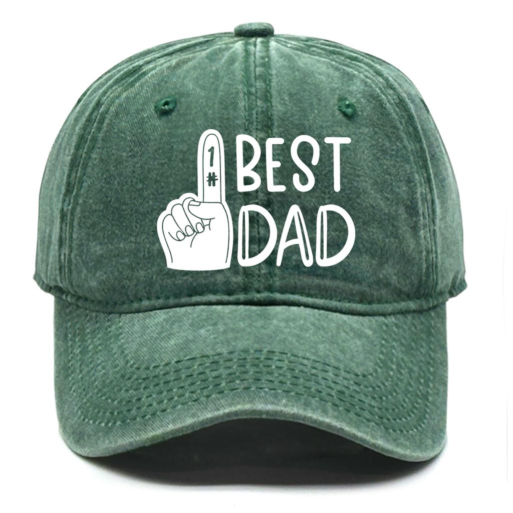 White Palm "1# BEST DAD" Printed Baseball Cap Adjustable Fashion Baseball Hat Solid Color All Season Sun Hat For Casual Wear