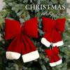 Large Red Velvet Christmas Bow Ornament for Tree or Window Display