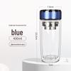 Blue Lid Double-Wall Glass Tea Infuser Bottle, 400ml