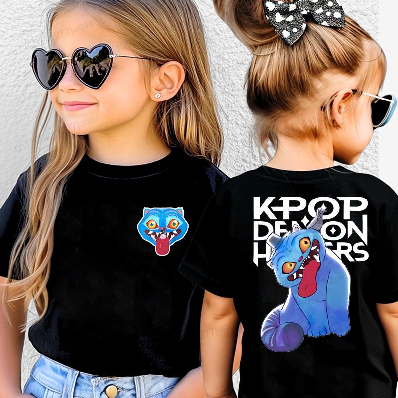 KPop Demon Hunters Saja Boys Barneklær Sommer Tegneserie Derpy Tiger Klær Mote Gutter T-skjorte Bomull Barne T-skjorter