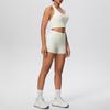 European & American Halter Sports Bra and High Waist Yoga Shorts Set for Women