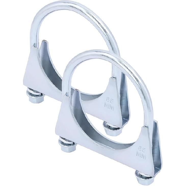 2 Pack 1.5" U Bolt Clamp Saddle-Style Muffler Exhaust Clamps On Tip Pipes 38 Mm Steel U-Bolt Exhaust Pipe Clamps (1-1/2")
