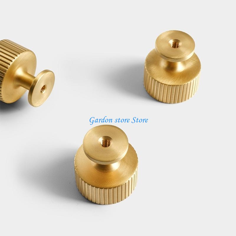 B0KB Set of 4 Brushed Gold Brass Drawer Knobs Elegant Brass Pulls for Household
