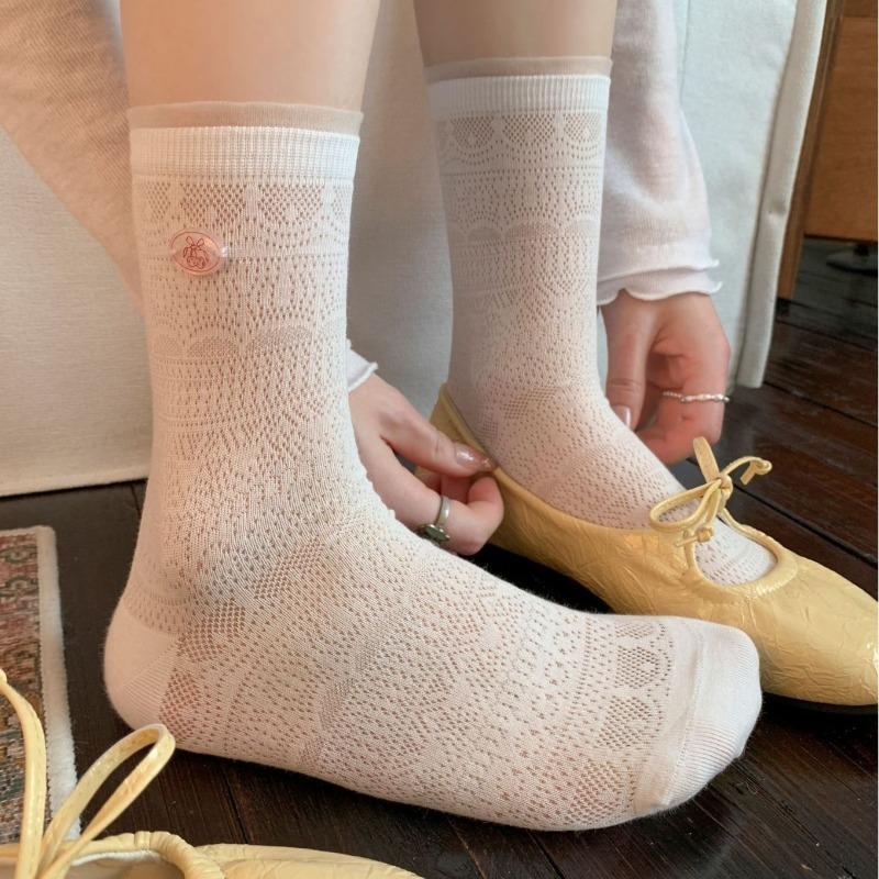 Cute Non-rigid Accessory Socks - Pink Cherry Bow Tie Socks for Children, Simple and Minimalist with Hollow Design.
