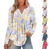 Mote Dame Casual Plissert V-hals Ensfarget Langermet T-skjorte Elegante Topper