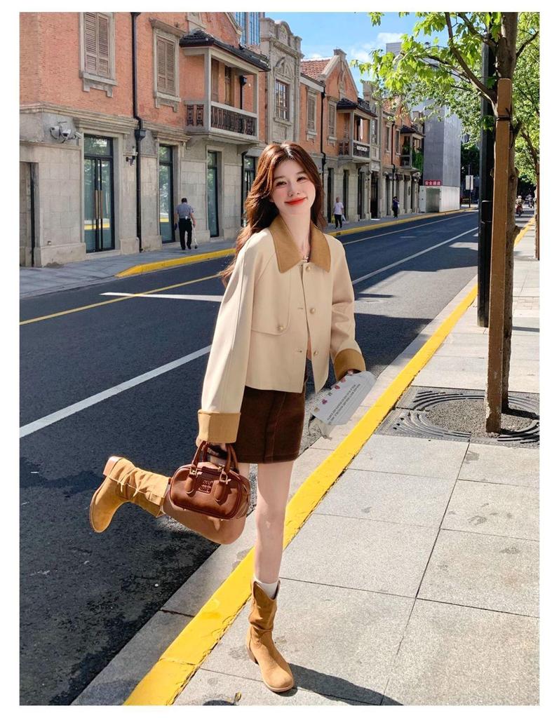 Patchwork Lapel Casual Fashion Jacket - Age-Reducing Women's Trench for Autumn 2025