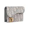 Dior Saddle Series Bloom Clamshell Embroidery Floral Print Oblique Fabric Card Holder  Card Bag  Coin Purse  Regular  Women's  Grey