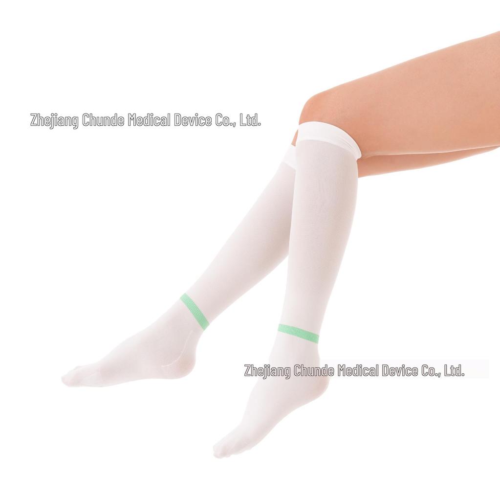 Level 1 Compression Mid-Calf Anti-Embolism White Socks - Post-Operative Gradient Pressure Elastic Care