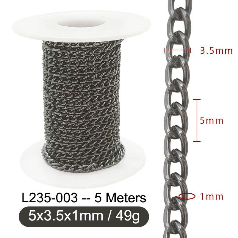 5M Metal Aluminum O-Shaped Chains Twist Chain for DIY Necklace Bracelet Jewelry Making Clothing Bag Component Accessory Supplies