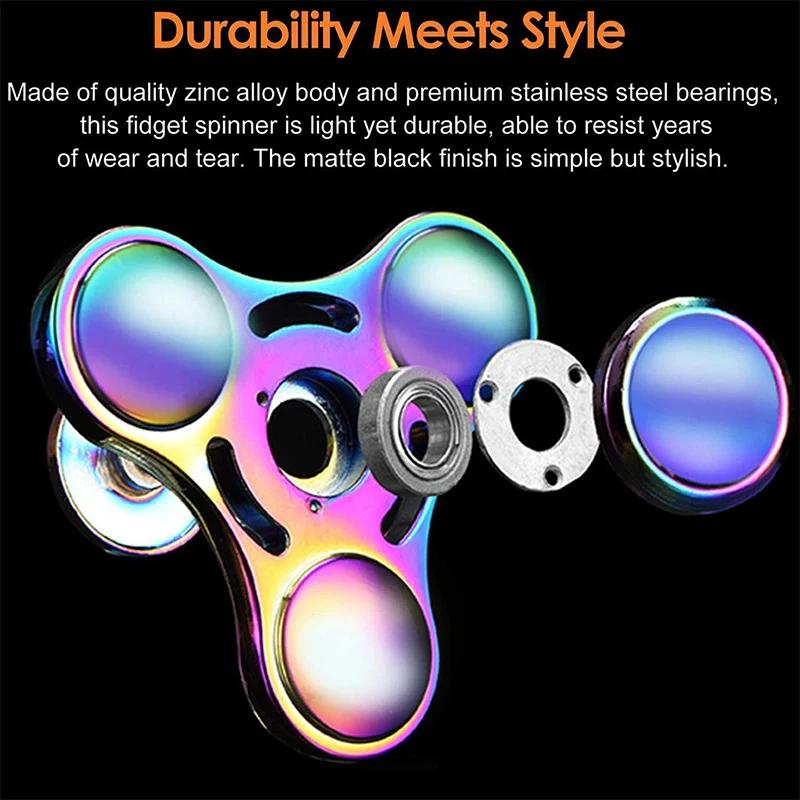 Metal Rainbow Fidget Spinner Colorato EDC Hand Spinner Giocattolo Anti-Ansia per Bambini Adulti Allevia lo Stress Finger Spinner Regali