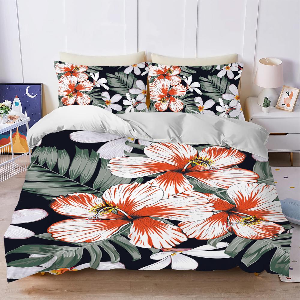 Rainforest Flowers Duvet Cover Set Soft Wash Bed 3 Piece Summer Comfortable Student Dormitory Home Baby Bedding Best Seller