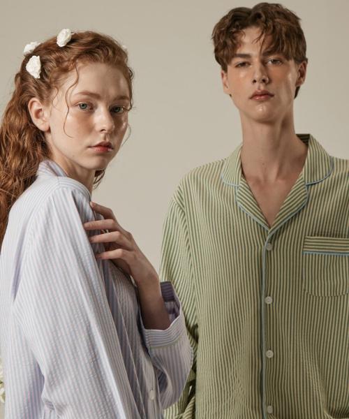 

[Sleepy cat] April Stripe Couple Pajama Set 2C [Shipped from Korea] 100% Authentic Men Men