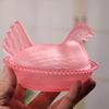 Yousheng Chicken Shaped Candy Dish Hen On Nest Glass Candy Bowl with Lid Farmhouse Egg Tray Dessert Plate Snack Bowl for Party Treats Home Tabletop