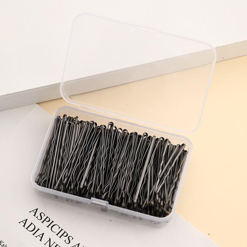 Lot de 150 épingles à cheveux en forme de A, simples, en acier noir, avec plaque invisible, pour fixation des cheveux