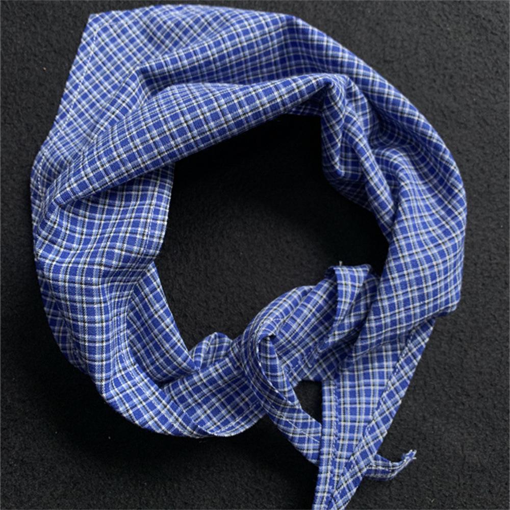 Сине-белый клетчатый шелковый шарф: Унисекс Модный Аксессуар - Тонкий, Треугольный Платок, Галстук-шарф, Шляпа. Идеально подходит для лета.