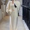 Women's Khaki Batwing Sleeve Knit Sweater - Loose, Slimming & Versatile for Autumn/Winter