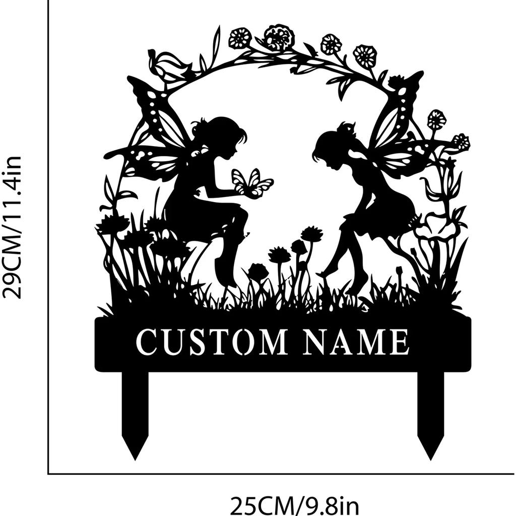 Custom Metal Fairy Garden Stake, Personalized Yard Sign Outdoor Decor