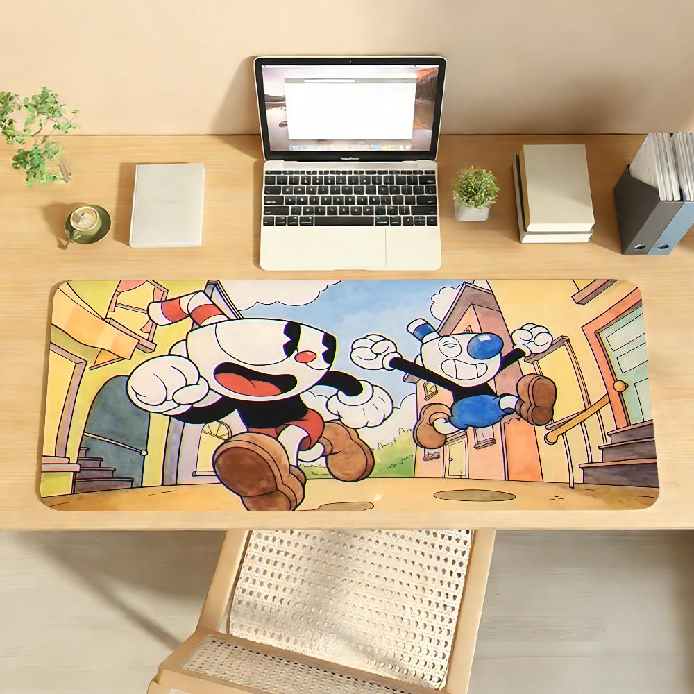 Tappetino Mouse da Gioco Grande Antiscivolo Bordi Cuciti Tappetino da Scrivania Vintage Cartoon Cuphead per Lavoro, Gioco e Uso Quotidiano