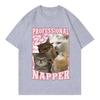 High Quality Cotton Clothing Tee Shirt Unisex Professional Napper Funny Cat Meme T-shirt Kawaii Fashion Short Sleeve T-shirts