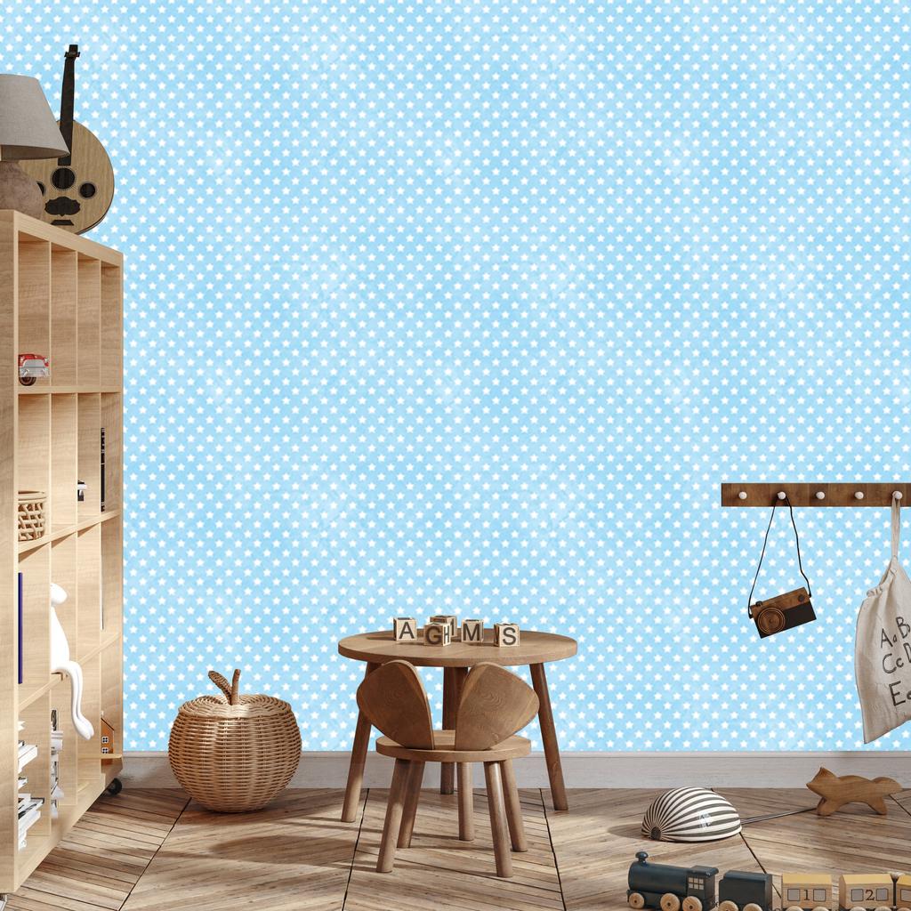 Azure and Celadon Stars Wallpaper for Living Room and Bedroom 50x1000