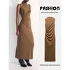Za2025 Spring New Women's Clothing Elegant Slim Looking Ruched Decorative Stand Collar Sleeveless Midi Skirt Dress 4772305