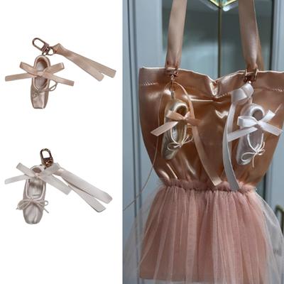 Handmade Dance Shoe Ribbon Bag Pendant Key Accessories Fabric Texture Perfect for Dance Lovers and Special Presents