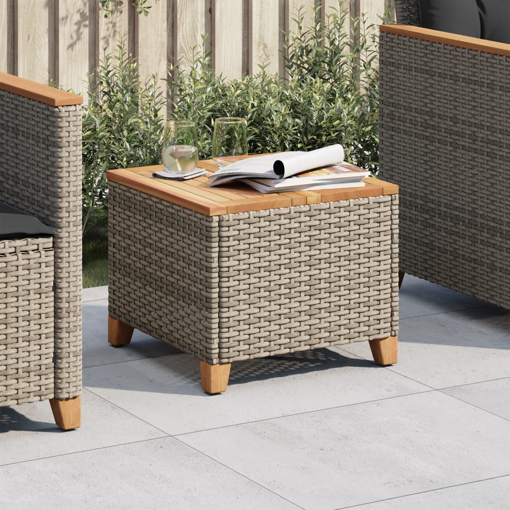 Vidaxl Gartentisch, Grau, 45x45x37 cm, Polyrattan und Akazie