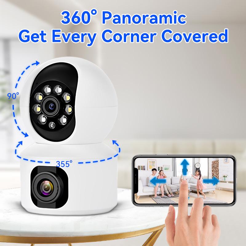 Dual-Lens 360° HD Night Vision Home Surveillance Camera with Mobile Phone Remote Access