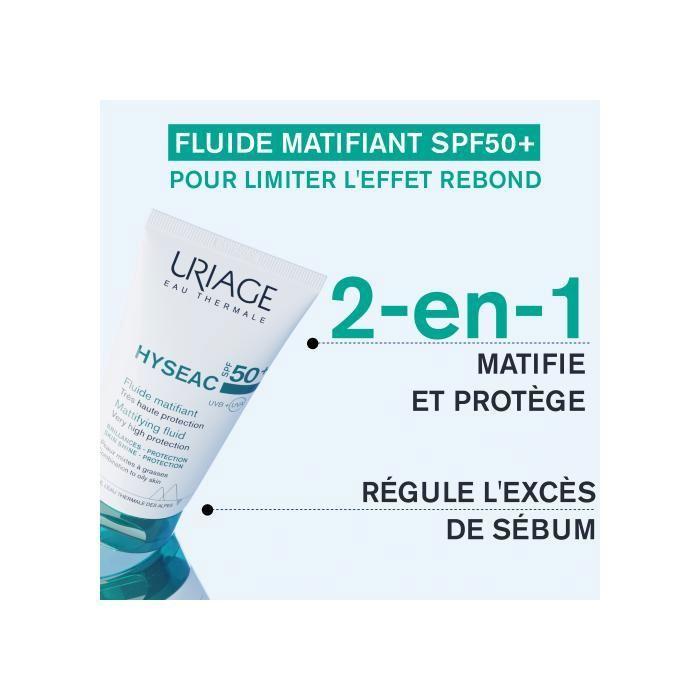 Fluide Solaire - URIAGE - Hyséac - SPF50+ - 50 Ml - Non Comédogène