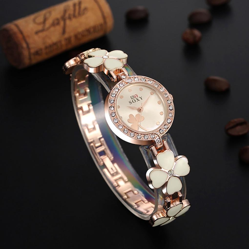 Clover Cubic Women's Wristwatch Metal Bracelet Watch