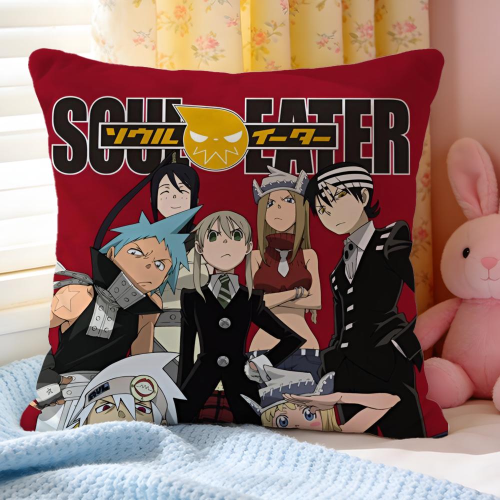 Cushion Cover Short Plush Throw Pillow Soft Washable Sofa Bed Office Cushion Hot Anime S-Soul Eaters