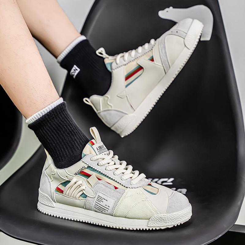 Trend Green Casual Sneaker Man Personality Patchwork Designer Men's Shoes Comfort Lace-up Flat Skateboard Shoes Men Casual Shoes