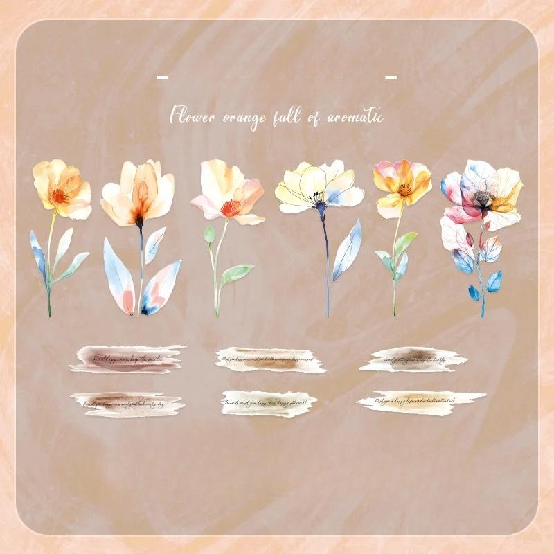 

12 листов INS Растение Цветок Материалы для скрапбукинга ПЭТ Наклейки Пакет Джанк Журнал Коллаж Декоративные Эстетичные Канцелярские Наклейки