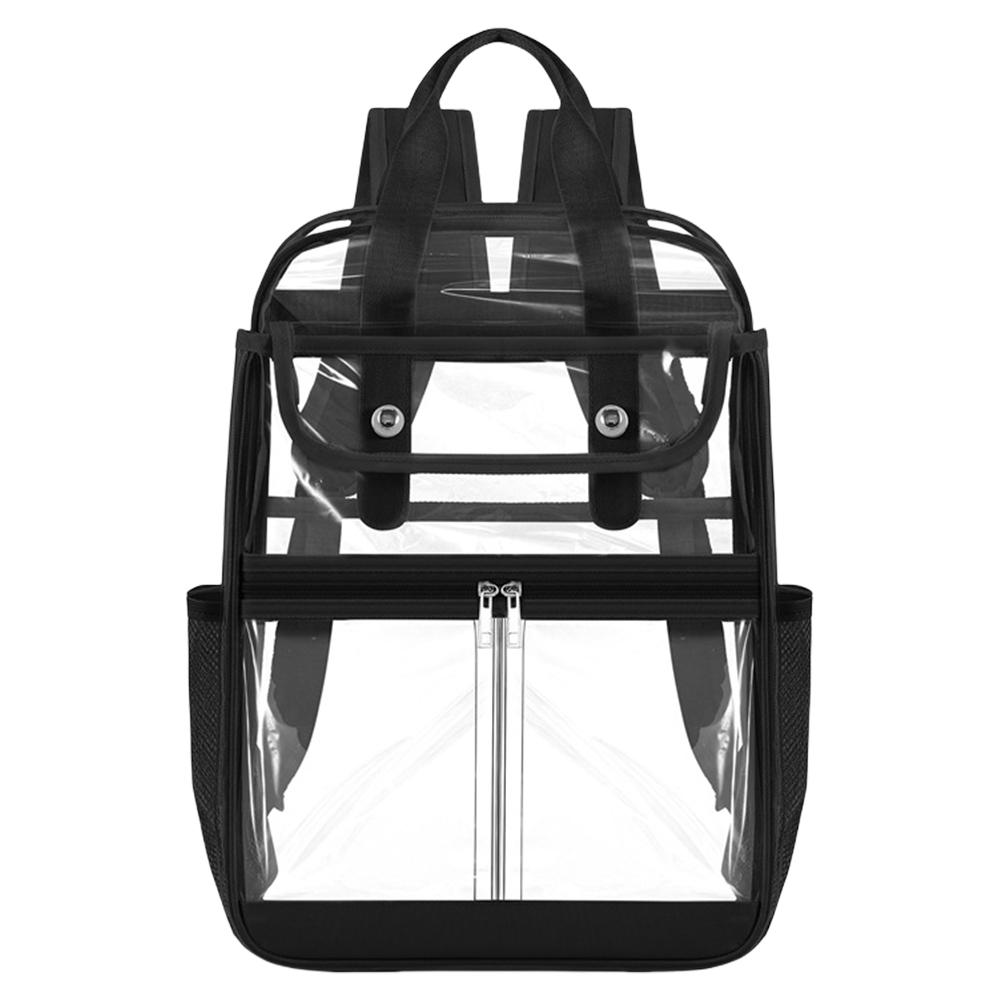 Clear PVC Backpack Transparent School Backpack Large Capacity PVC School Bag Multi-pockets Laptop Backpack Travel Daypack чёрный